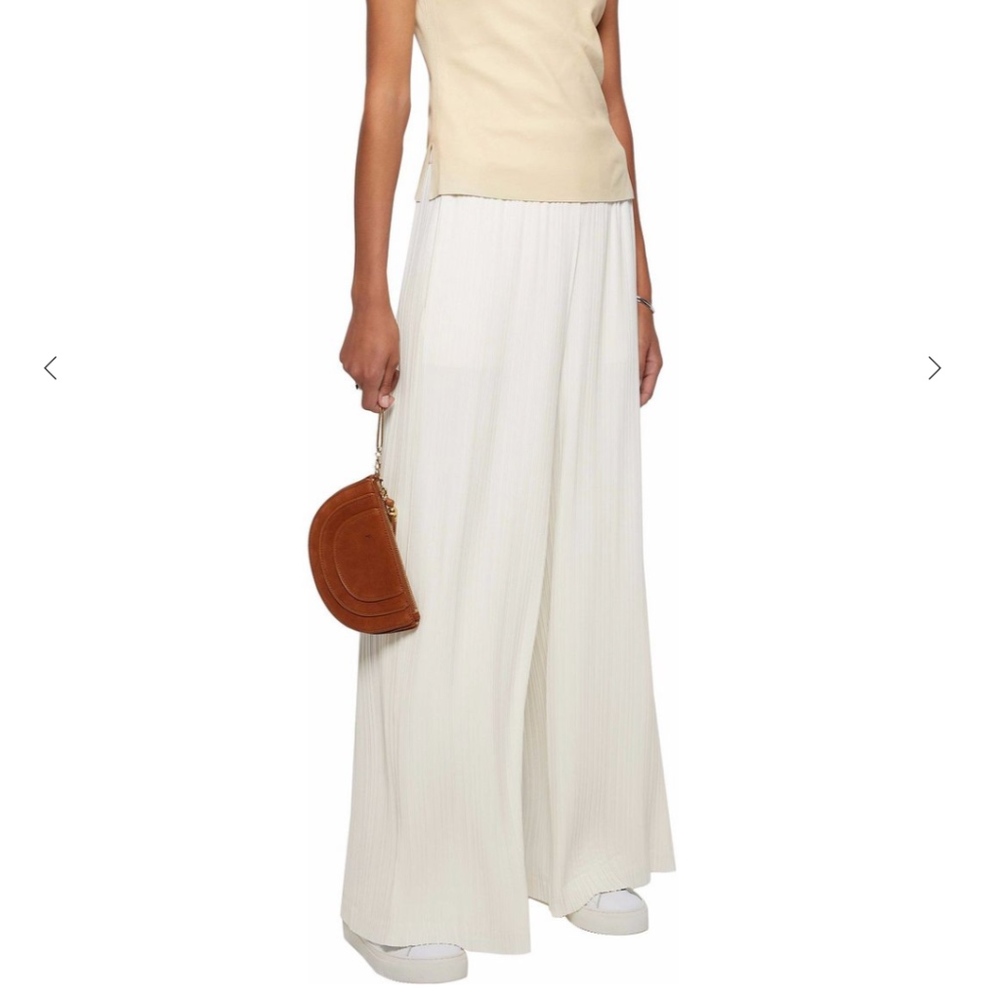 Helmut Lang Small Pleated Crepe Wide Leg Pants NWT